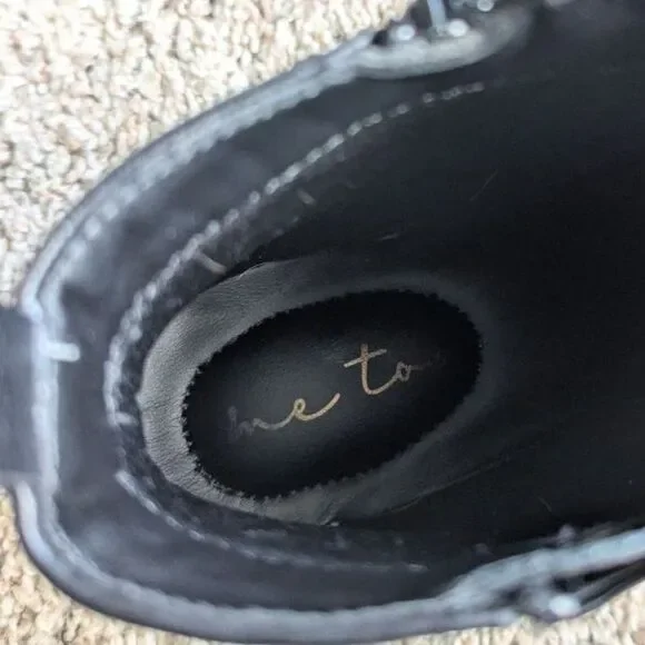 Me Too Women's Black Wedge Ankle Boots Vegan Leather Zip Booties Size 7.5 - Picture 5 of 8